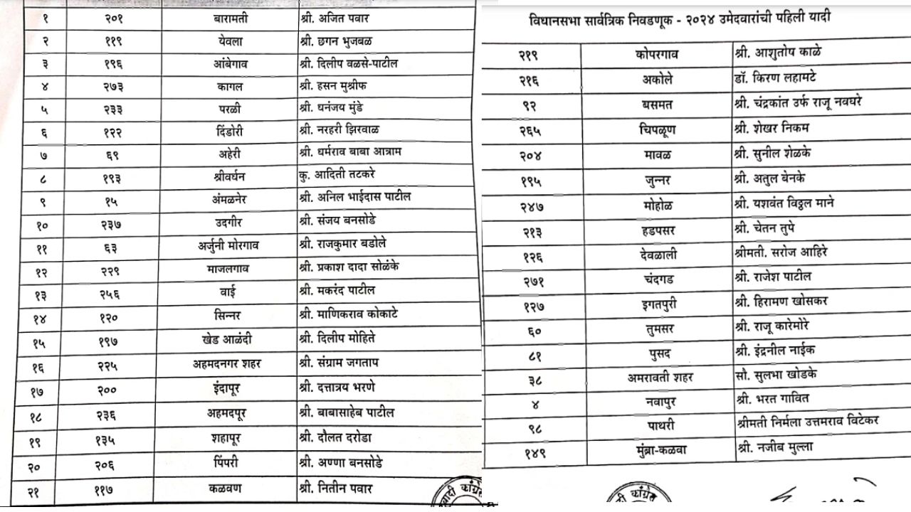 NCP 1st candidates list