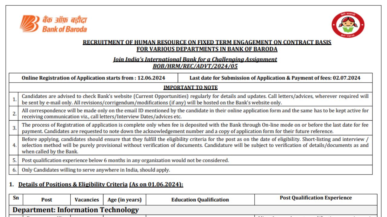 bank of baroda bharti